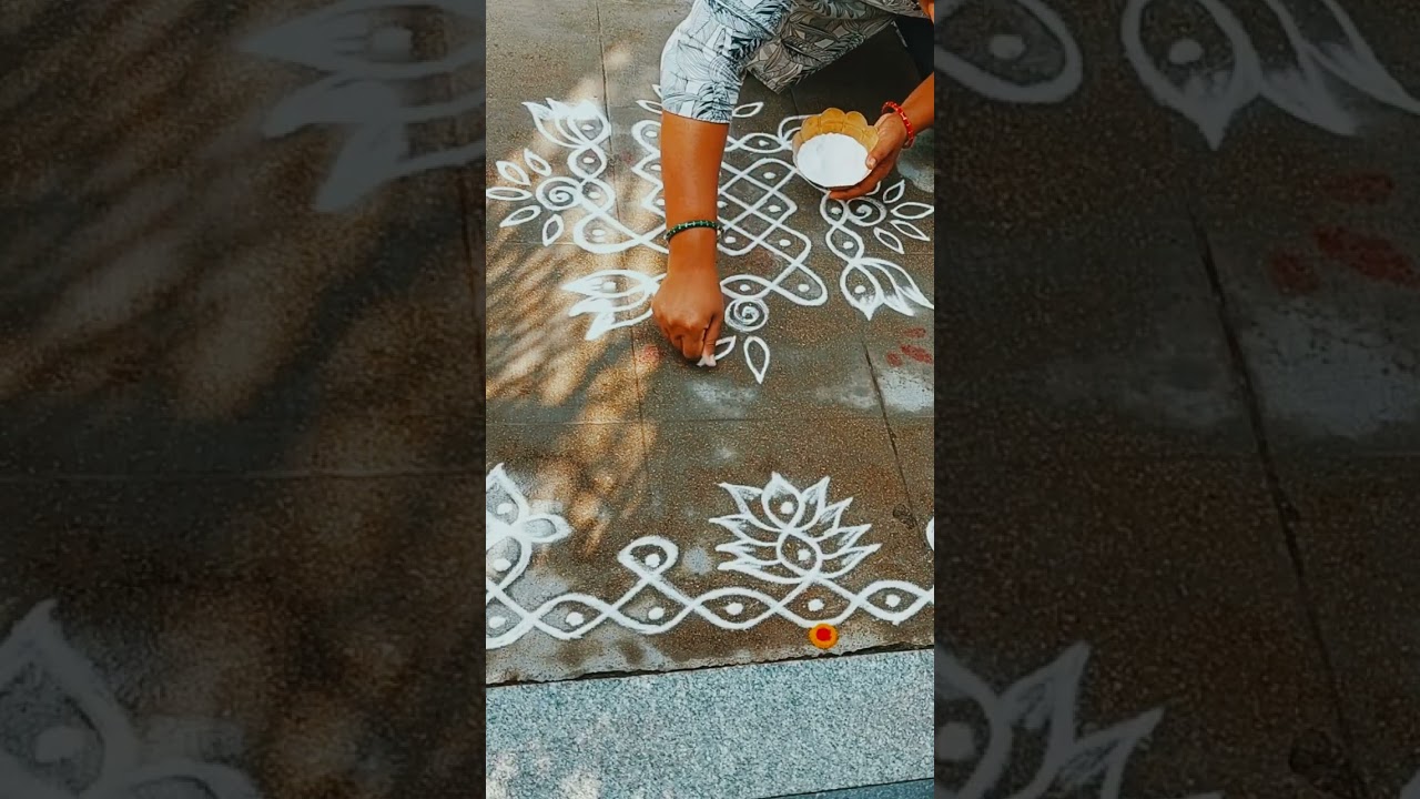 DAILY RANGOLI EASY AND SIMPLE | DOTTED 5*5 BEAUTIFUL RANGOLI DESIGN 