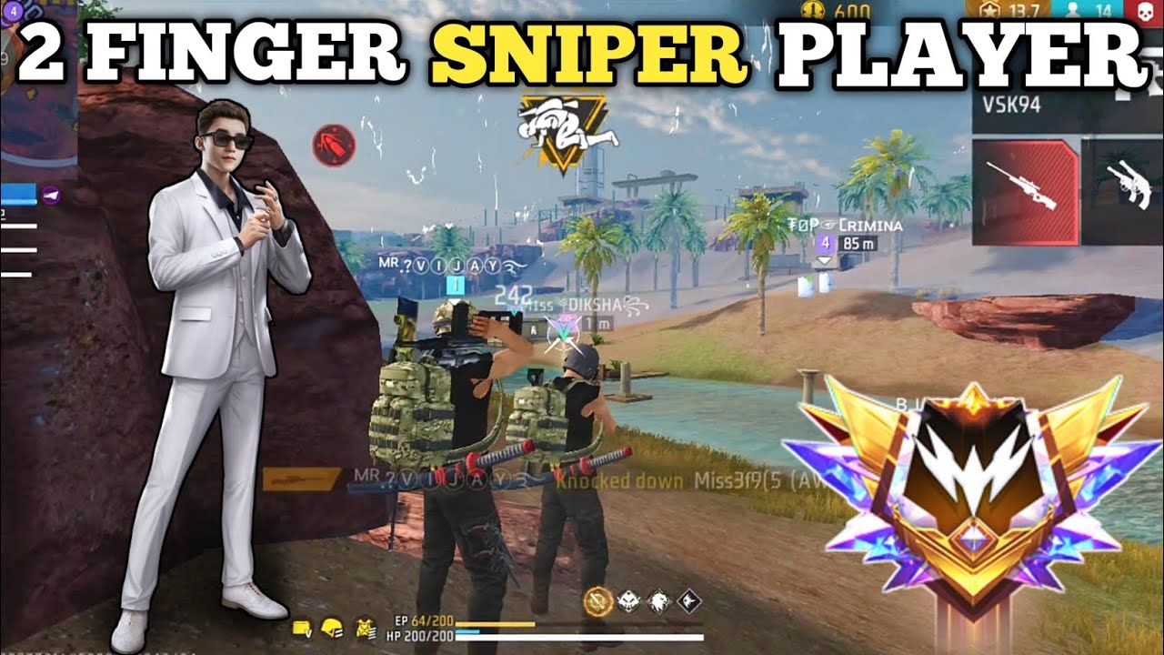 Free Fire 2 Finger Sniper Player 😱 Unbelievable Accuracy