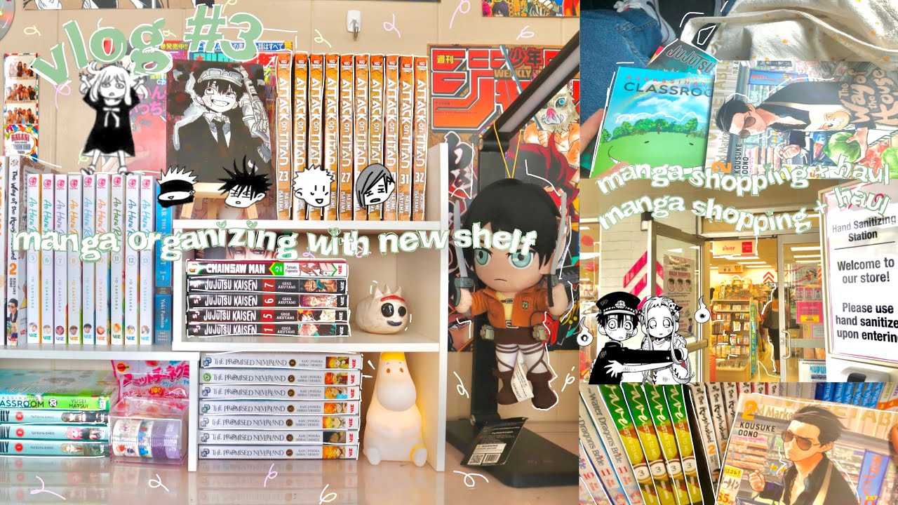 vlog #1// manga shopping + haul, organizing manga with new shelf, daiso 🧚🏻‍♀️