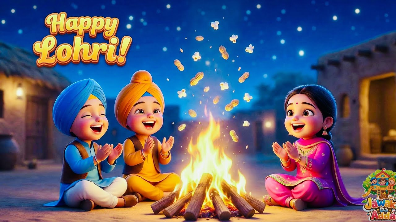 Happy 😍 Lohri Song for Kids 🔥 | Punjabi Sikh Family Celebration | Cute Baby Rhyme