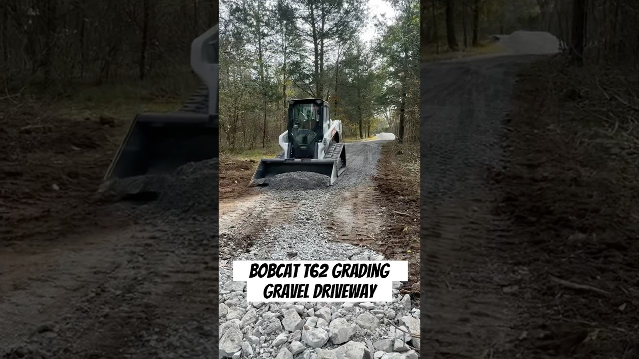 Bobcat T62 Grading out 420&rsquo; crusher run driveway. #asmr #bobcat #landmanagement #gravel