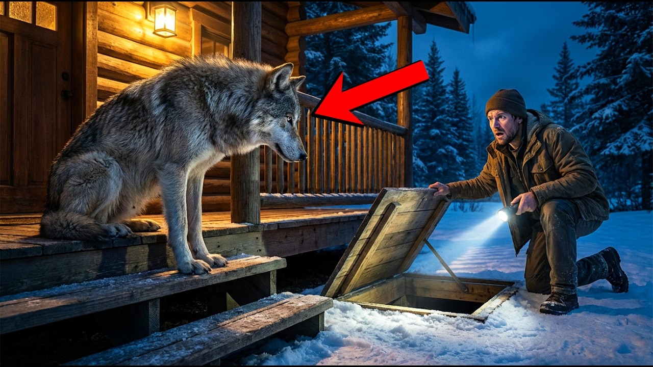 A Wolf Sat on the Cabin Steps All Night—Then the Owner Checked Under the Porch…