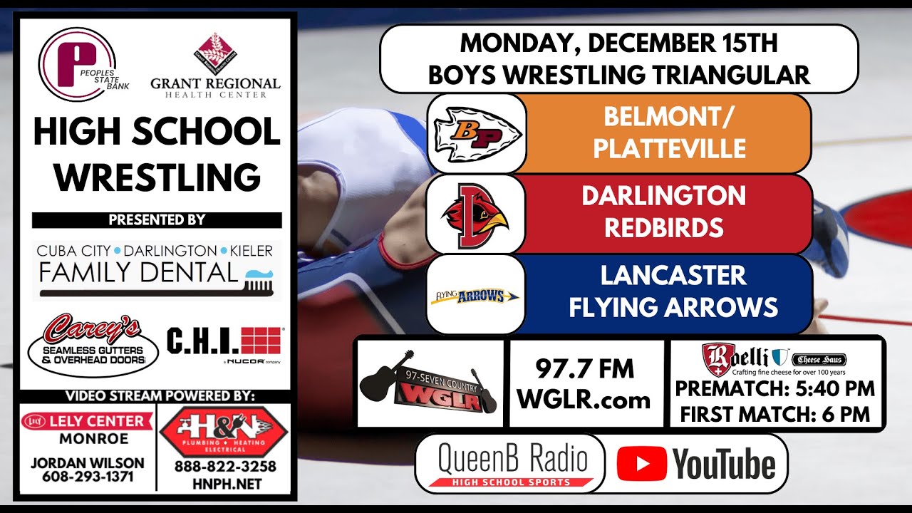 Belmont/Platteville and Darlington at Lancaster | High School Boys Wrestling Triangular