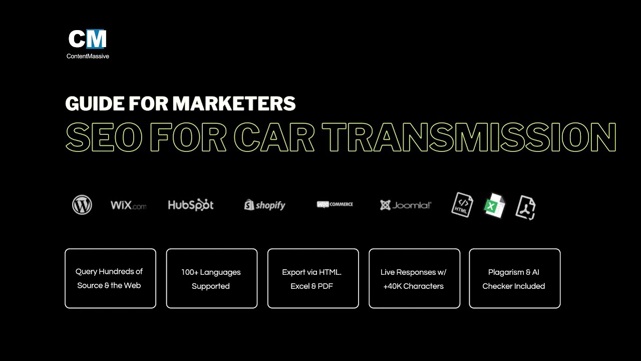 Create SEO Website Content For Car Transmission (Consumer Retail) In Bulk