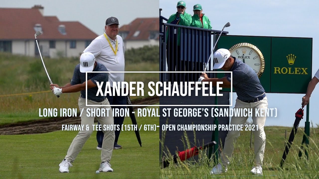 Xander Schauffele Golf Swing Long & Short Iron (FO views) Royal St George's (Sandwich) July, 2021.