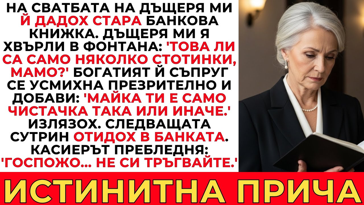 ТАЗИ БАНКОВА КНИЖКА Е БОКЛУК — ДЪЩЕРЯ МИ ХВЪРЛИ ПОДАРЪКА МИ ВЪВ ФОНТАНА НА СВАТБАТА Й ЗАТОВА АЗ БЯХ.