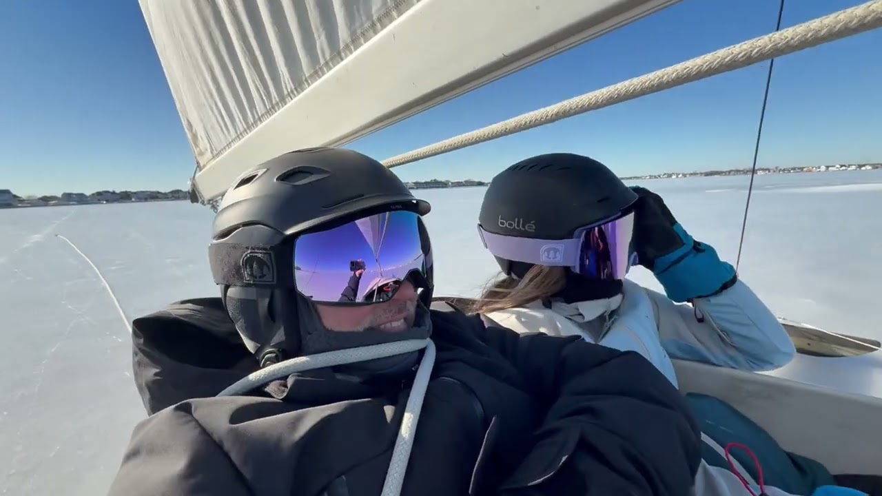Ice boating on the Zylinski Viking at SAYC on 2/2/26.  Thank you Will!!