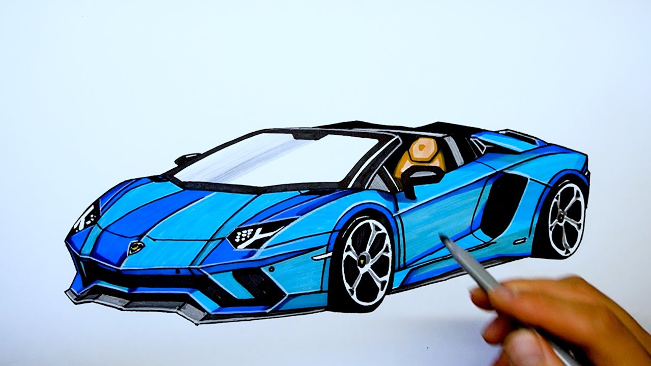 How to draw a car - Lamborghini Aventador - Coloring (Part 2)