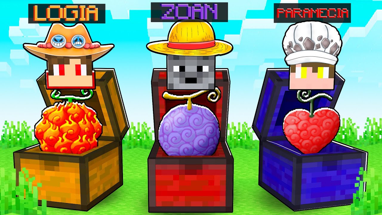 FRUTA LOGIA vs PARAMECIA vs ZOAN no MINECRAFT ONE PIECE
