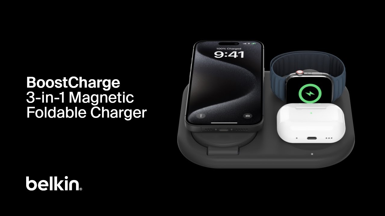 Belkin 3-in-1 Magnetic Foldable Wireless Charger with Qi2
