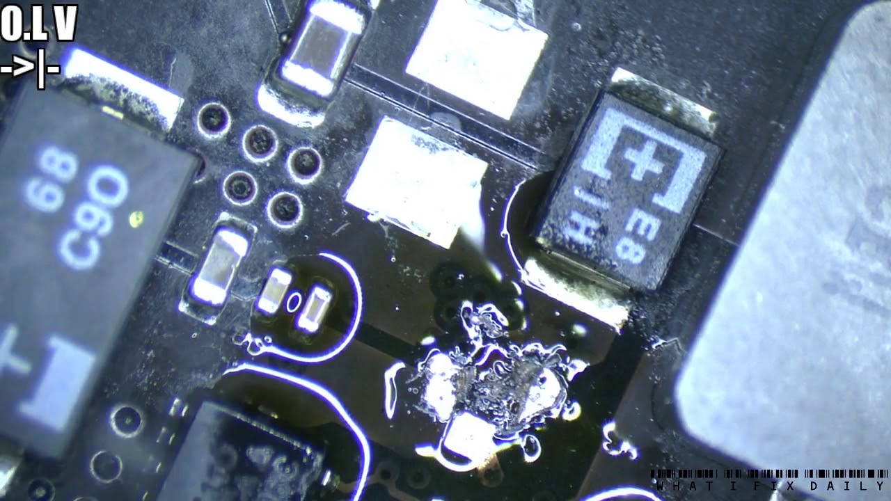 Macbook 820-2355 with exploded cap (missing) and a goose-chase for the fan spin