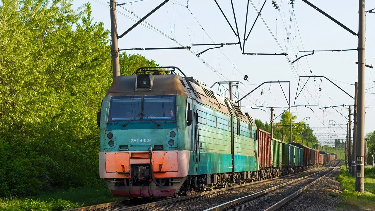 ZDSimulator. 2ЕЛ4-004 з вантажним поїздом з НД-Вузла до станції Бірки.