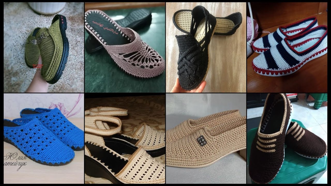 Beautiful crochet shoes designs for girls and women #crochetshoes #crochet #crochetdesigns 