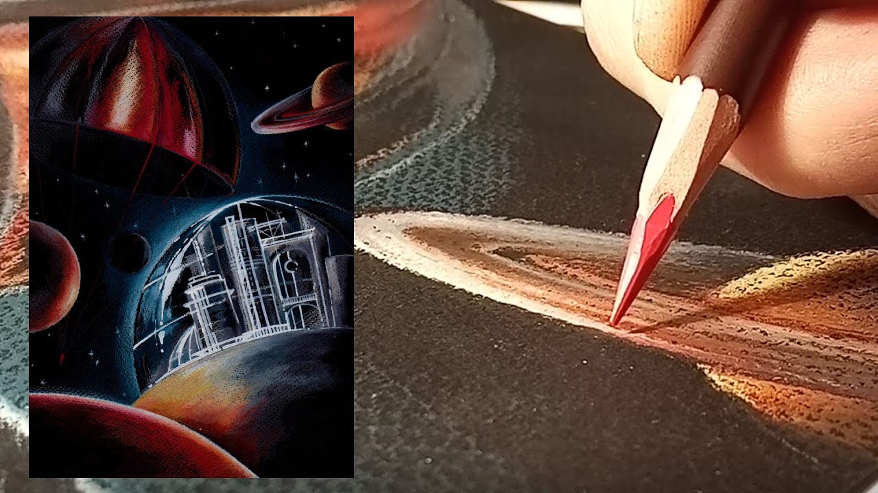 Рисуем на тонированной бумаге. Графика, цветные карандаши. Видео занятие)