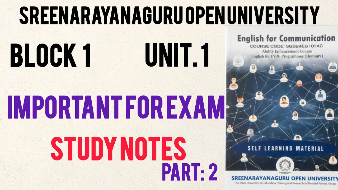 SNGOU Sem1 English for Communication Block 1 Unit1 Introduction To Communication Important MCQs 