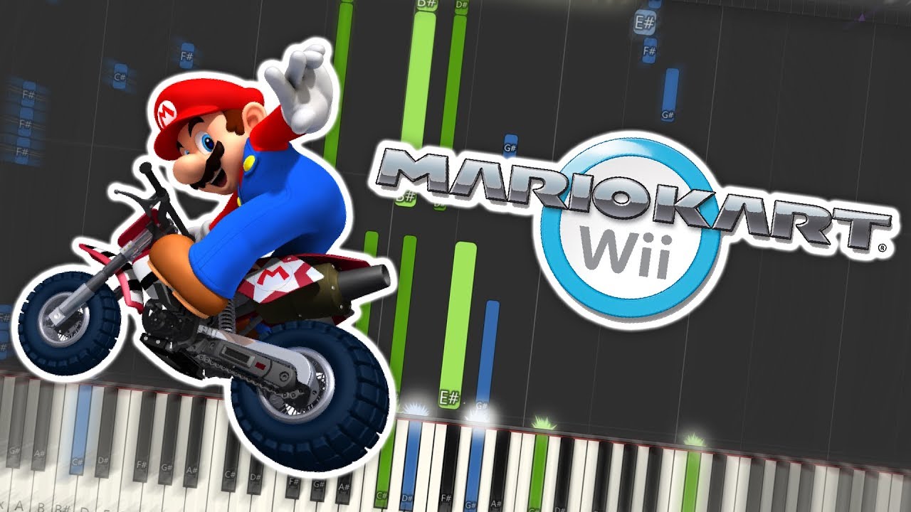 Mario Kart Wii - Rainbow Road (2 Piano Duet) Theme Piano Tutorial Synthesia
