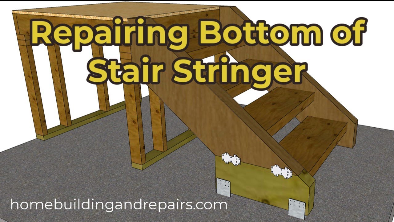 Lower Wood Rot Repair on Large Stair Stringers Without Removing And Replacing