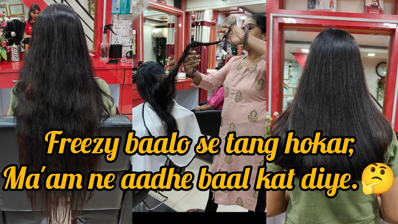 Freezy baalo se tang hokar, ma'am ne aadhe baal kat diye.🤔| hair cutting vlog @DazzlerHairBeautyHub 
