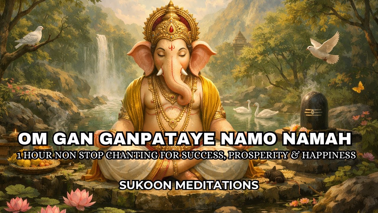 Om Gan Ganpataye Namo Namah – 1 Hour Non Stop Chanting for Success, Prosperity & Happiness | Sukoon
