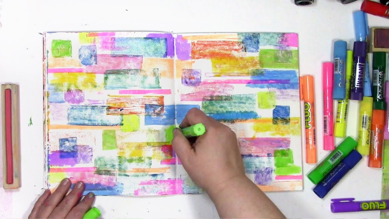 How to make art journal background with tempera paint sticks