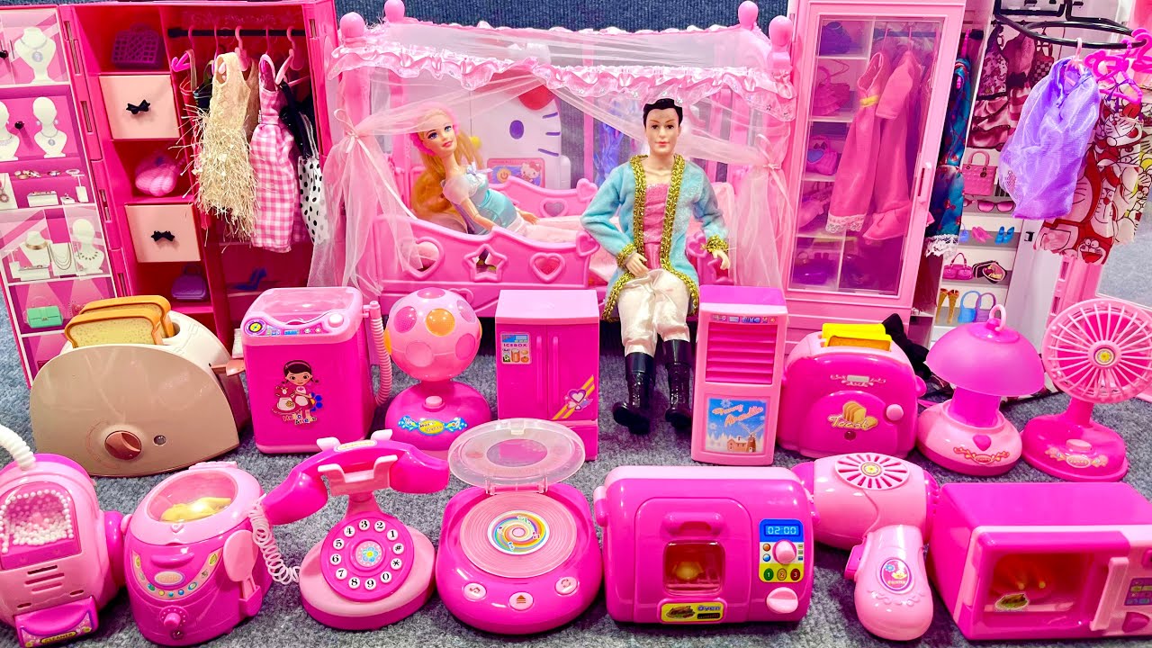 14 Minutes Satisfying with Unboxing Barbie Pink Wardrobe & Bedroom Collection Toys Review｜ASMR