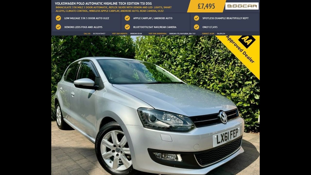 VOLKSWAGEN POLO AUTOMATIC HIGHLINE TECH EDITION 1.2 TSI DSG 33700 miles FOR SALE WWW.BOOCAR.CO.UK
