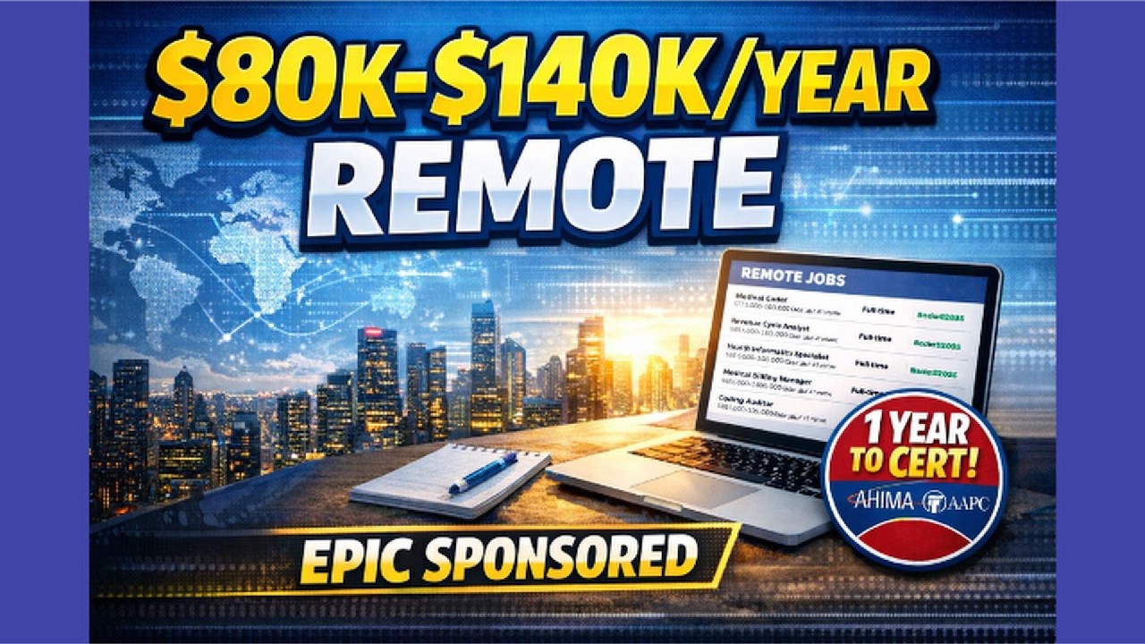 Remote Healthcare Jobs Hiring Now ($73K–$145K) | EPIC Sponsored + 1 Year to Cert