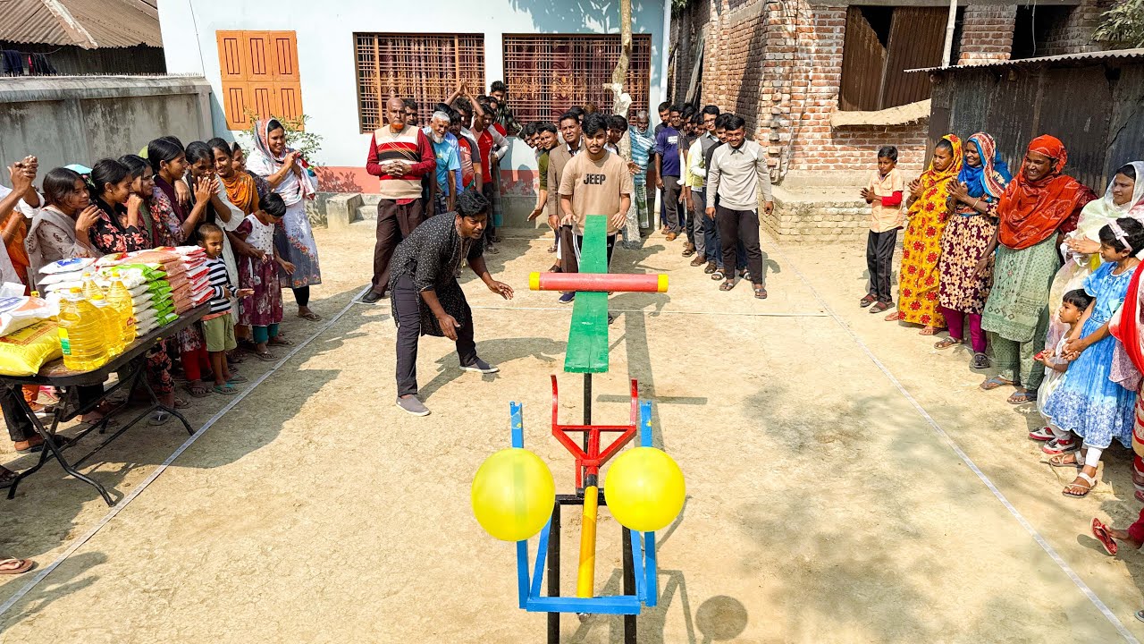 This challenge turned into pure joy when brothers balanced pipe perfectly then burst balloons.