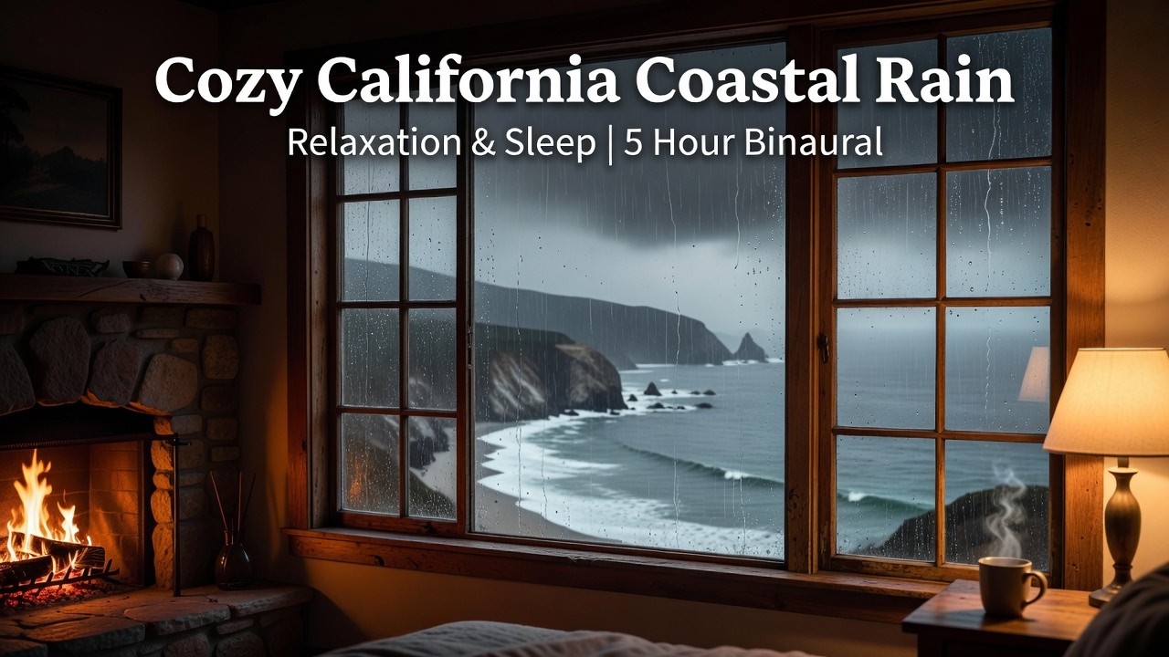 Cozy California Coastal Rain – Relaxation & Sleep | 5 Hour Binaural