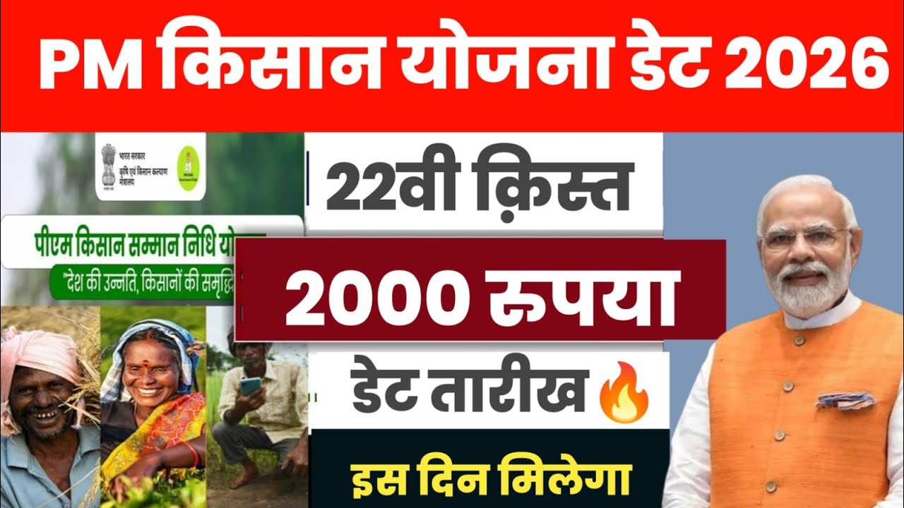 PM Kisan 22th Installment Date 2026 | pm kisan 22vi kist date 2026 | pm kisan 22vi kist kab aaegi