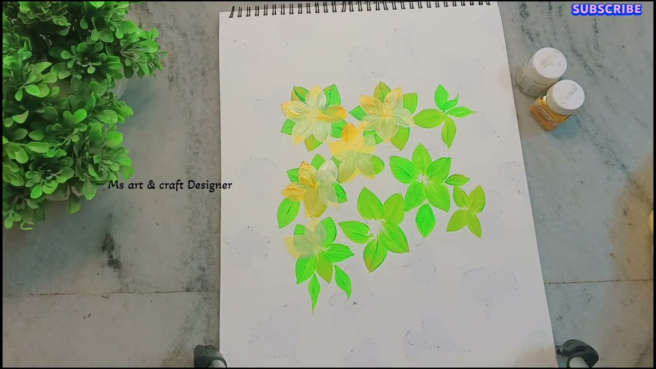 Green & yellow combination flower uses Acrylic colour 💚💛