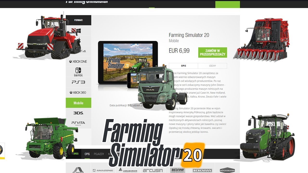 PREZENTACJA WSZYSTKICH MASZYN FARMING SIMULATOR 20!!!