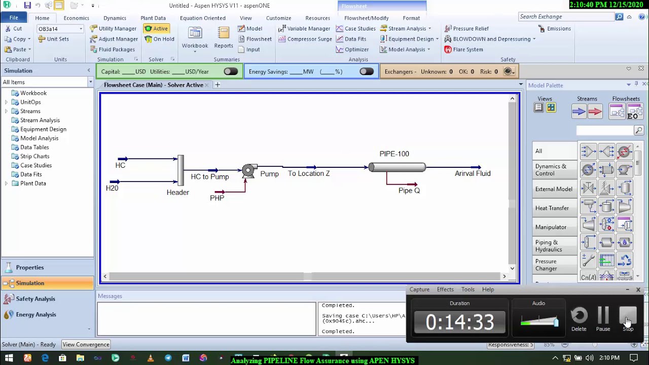 Pipeline Flow Assurance Analysis using Aspen Hysys V11
