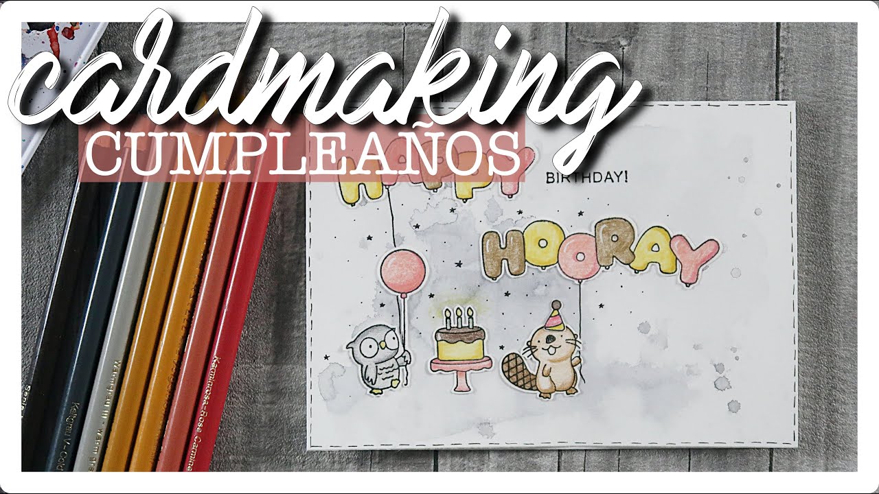 CARDMAKING 👌 Tarjeta de CUMPLEAÑOS 🎉 Sellos y Lápices Polychromos