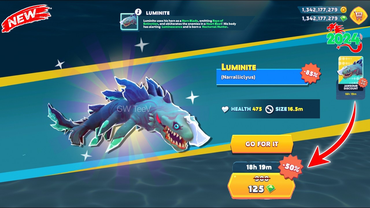GOT NEW LUMINITE 85% Off UNLOCKED AND GAMEPLAY - Hungry Shark Evolution - Luminite Gameplay Max Lev