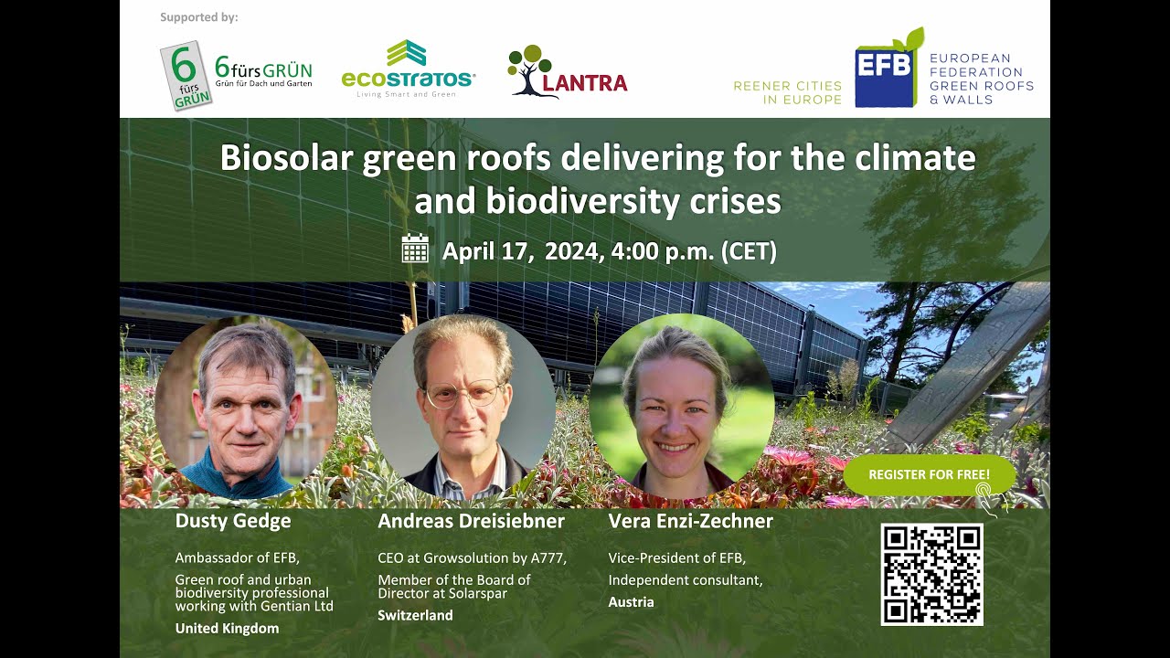 EFB Webinar - Biosolar green roofs delivering for the climate and biodiversity crises