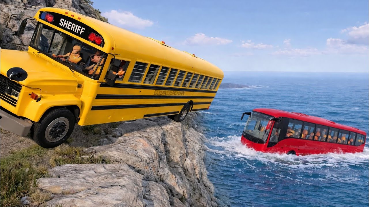 BeamNG.drive | School Bus On Dangerous Cliff Road 😱#52