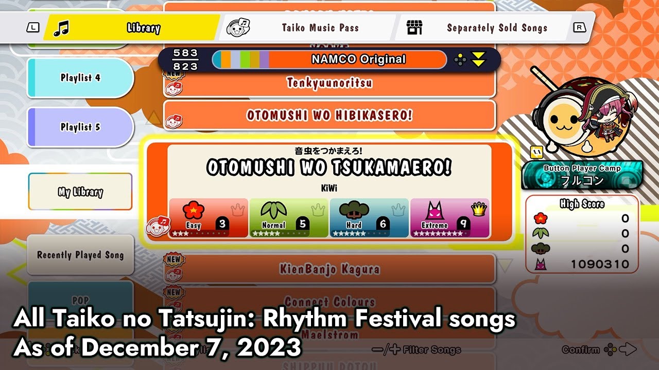 【Taiko no Tatsujin: Rhythm Festival】All songs as of December 7, 2023
