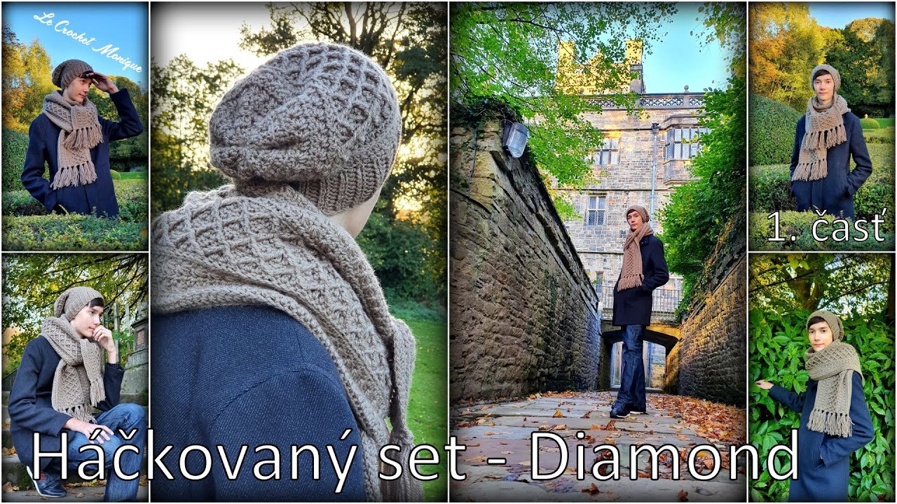 Háčkovaný set - Diamond (1. časť - šál)/Crocheted set Diamond - part 1 Scarf (english subtitles)