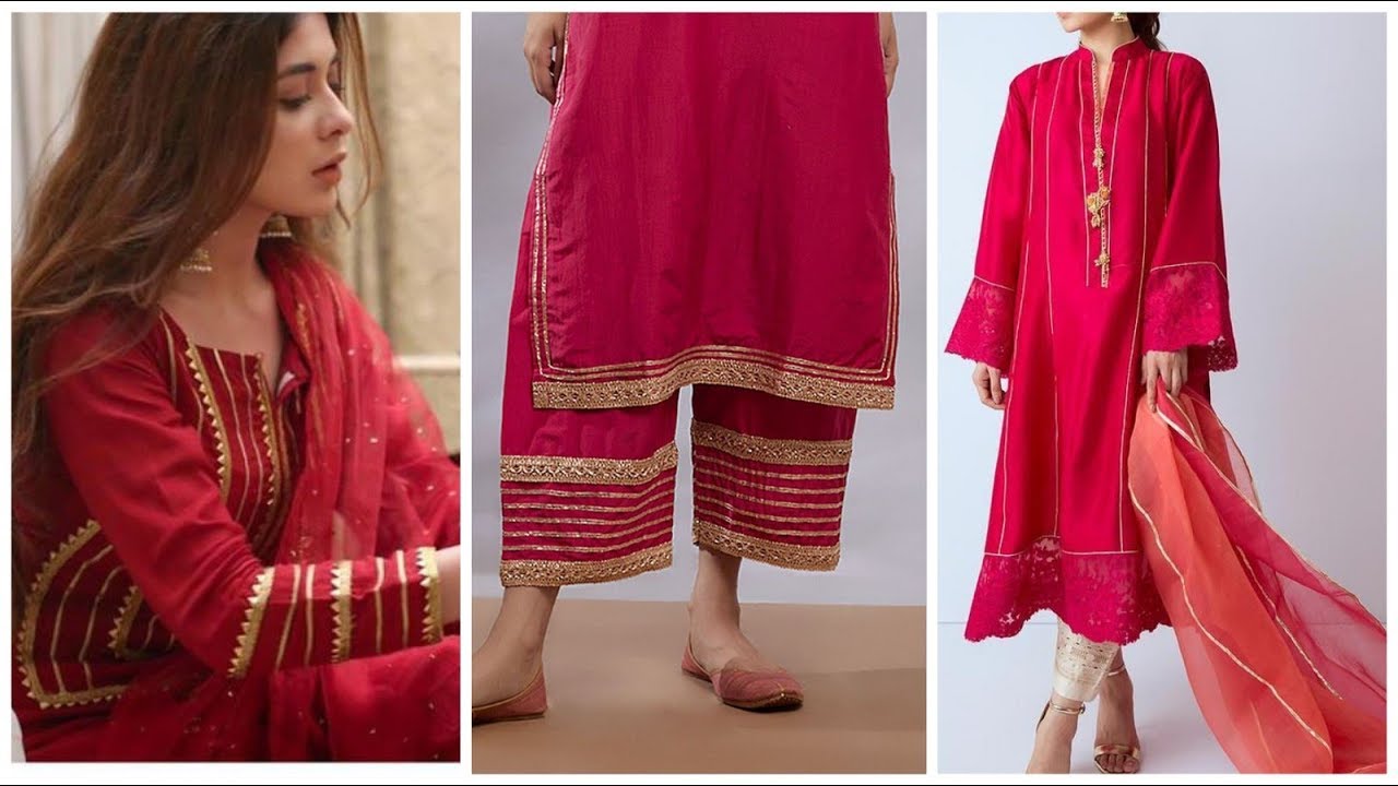 Very stylish latest Elegant Red colours mix Suit,,kurti,,kurta dresses designing video details