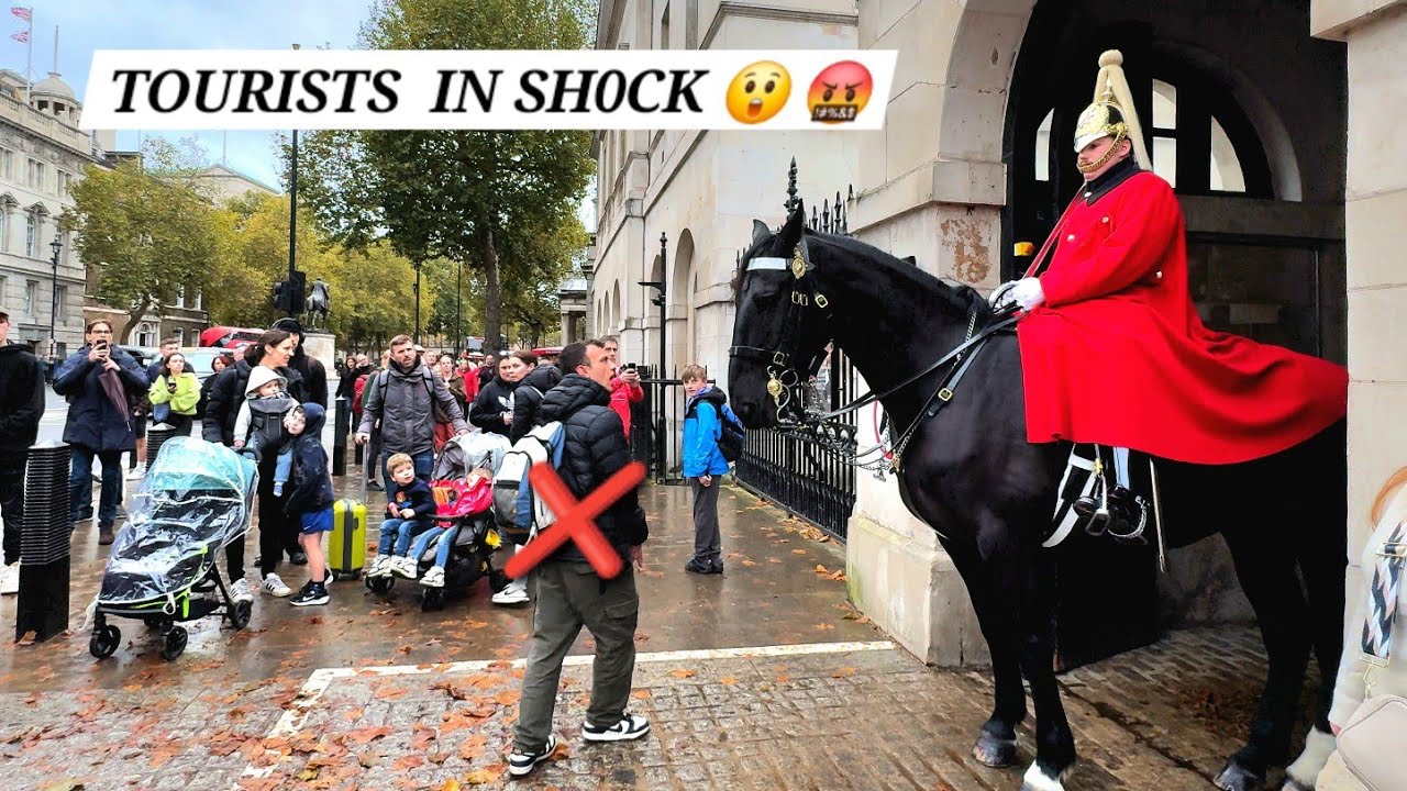 He SCREAMED at the King’s Guard at Horse Guards in London