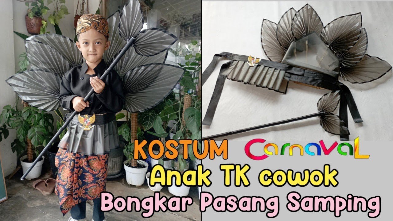 KOSTUM KARNAVAL BUKET ANAK TK COWOK SIMPLE 5 LEMBAR CELLOPHANE BONGKAR PASANG SAMPING