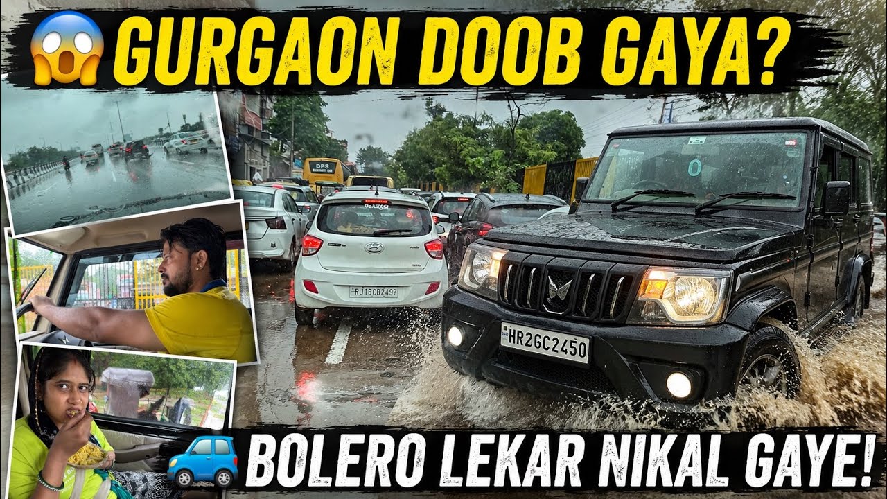 🌧️ Gurgaon Ki Tez Barish Mein Bolero Ride! 😱 Paani Hi Paani | Rain Drive Vlog 🚙 #vlog #thadiwal 
