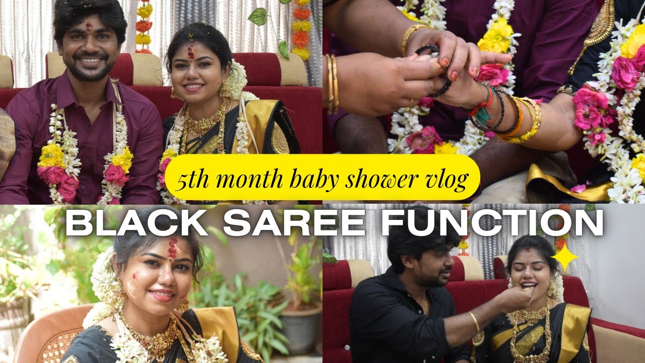 5th month baby shower vlog✨| Black saree and black bangle function🖤| Baby shower, prep, GRWM vlog