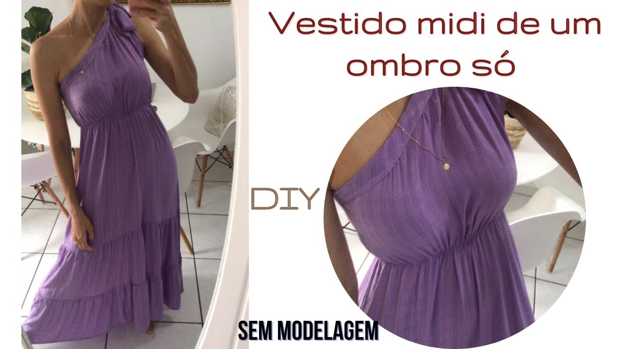 Vestido de um ombro só MUITO FÁCIL ! Passo a passo,  não precisa de modelagem