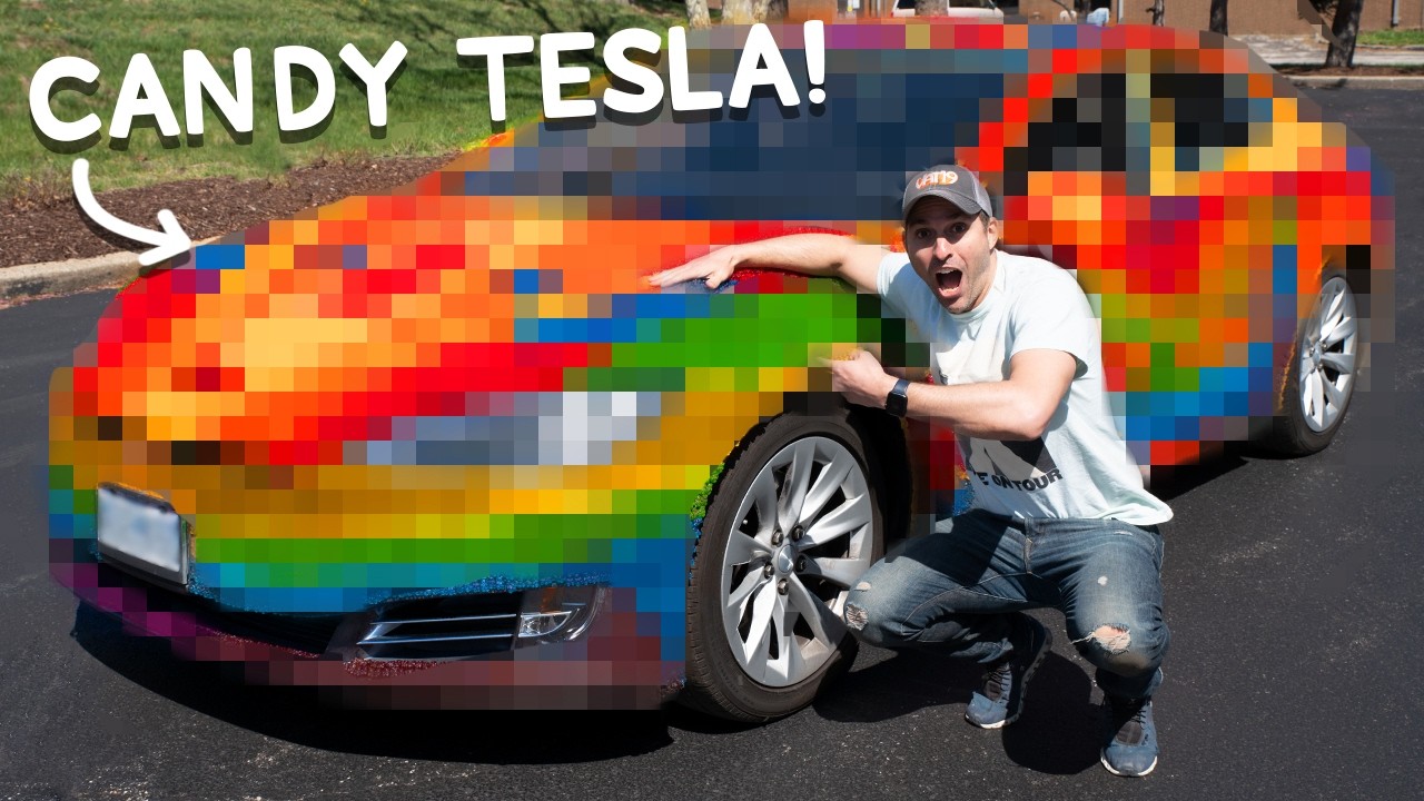 Мы приклеили 100 000 мармеладных мишек к моей Tesla • Это может быть потрясающе #25