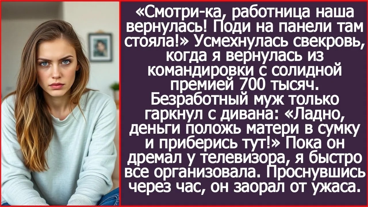 «Смотри ка, работница наша вернулась! Поди на панели стояла!» Усмехнулась свекровь