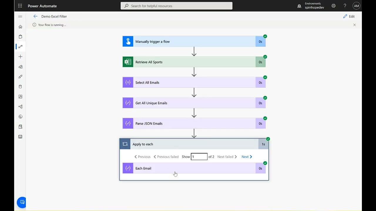 Power Automate — как фильтровать строки Excel по уникальным именам столбцов и отправлять электрон...
