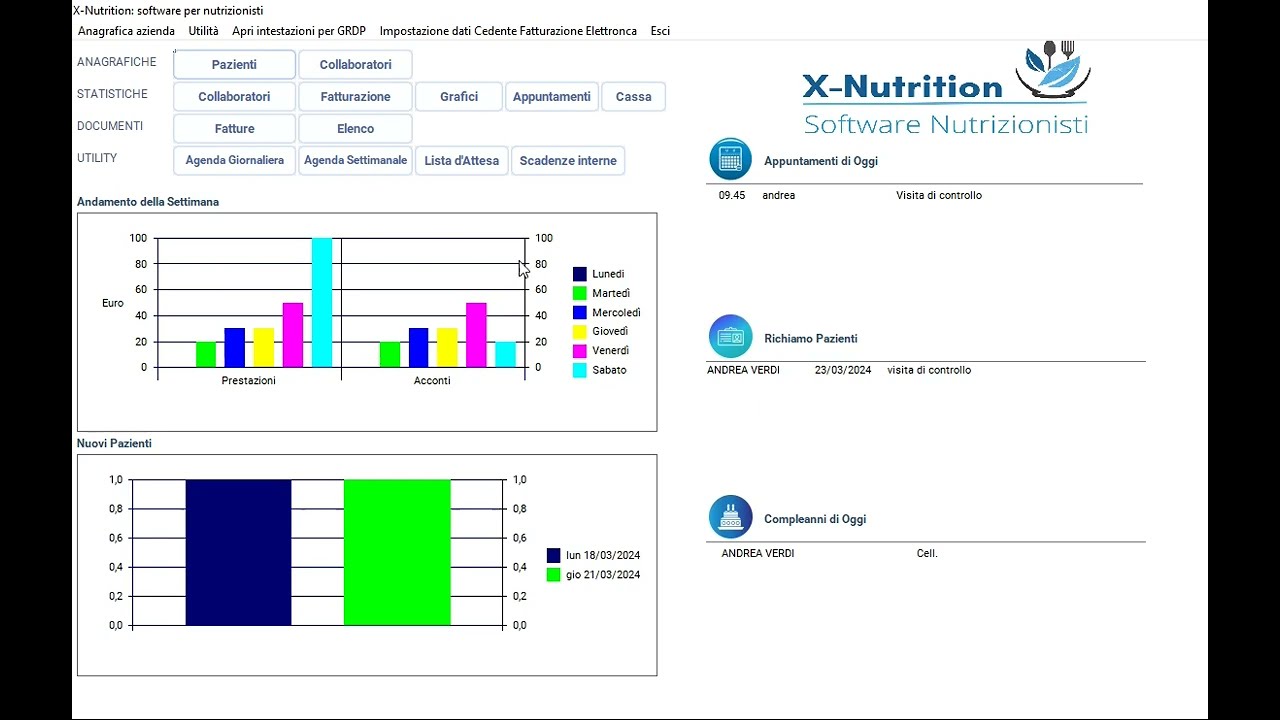 Software per Nutrizionisti X-Nutrition diete e nutrizione