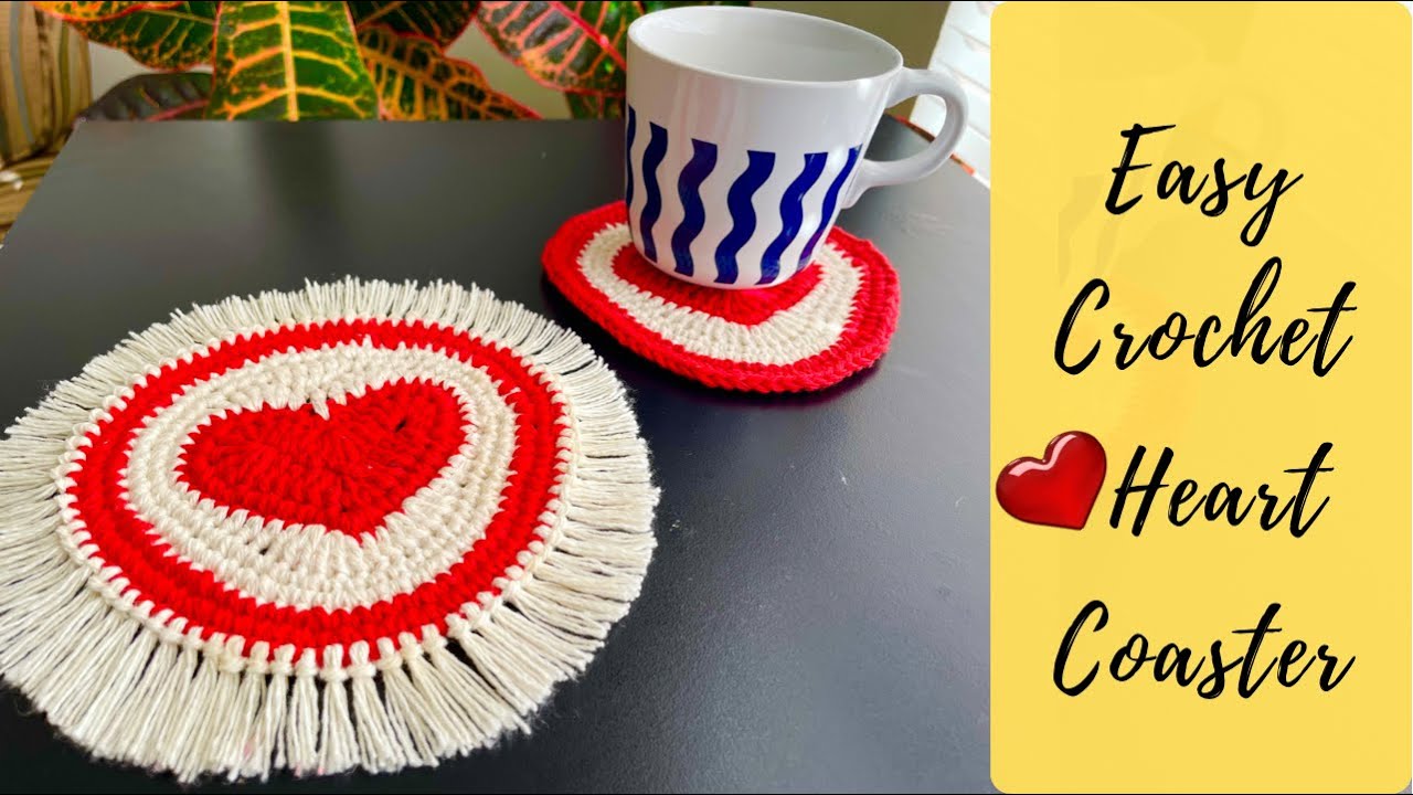 Crochet Heart Coasters Tutorial